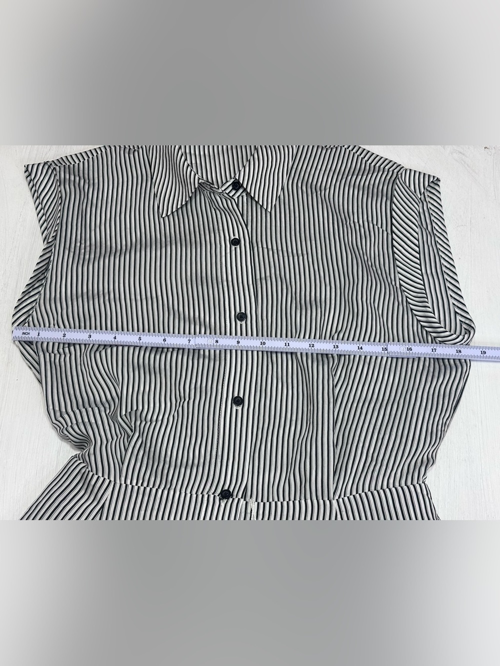 Calvin Klein NWT Women’s Size 10 Black White Stripe Belted Maxi Collared Dress - Picture 5 of 12